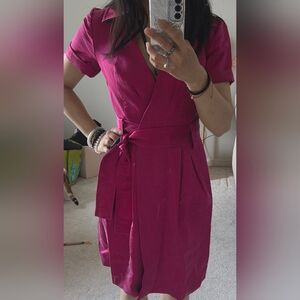 DVF Fuchsia Satin Wrap Dress